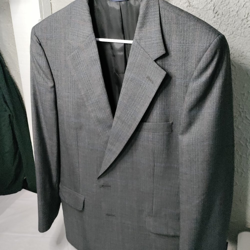 Vintage 1989 Burberry's Blazer Jacket Pinstriping Dark Gray Men's 18/44R